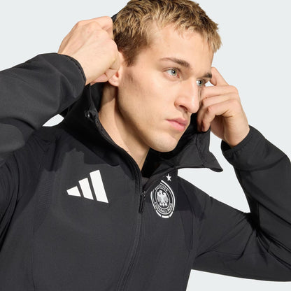 [jz9326] Mens Adidas Dfb Germany Tiro Travel Full Zip Windbreaker - Black