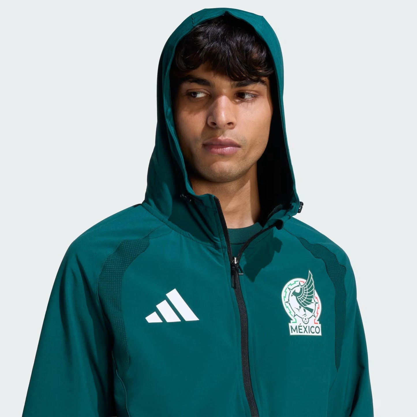 [jz6486] Mens Adidas Fmf Mexico Tiro Travel Full Zip Windbreaker - Aurora Ivy
