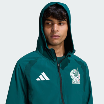 [jz6486] Mens Adidas Fmf Mexico Tiro Travel Full Zip Windbreaker - Aurora Ivy