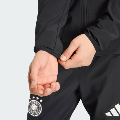 [jz9326] Mens Adidas Dfb Germany Tiro Travel Full Zip Windbreaker - Black