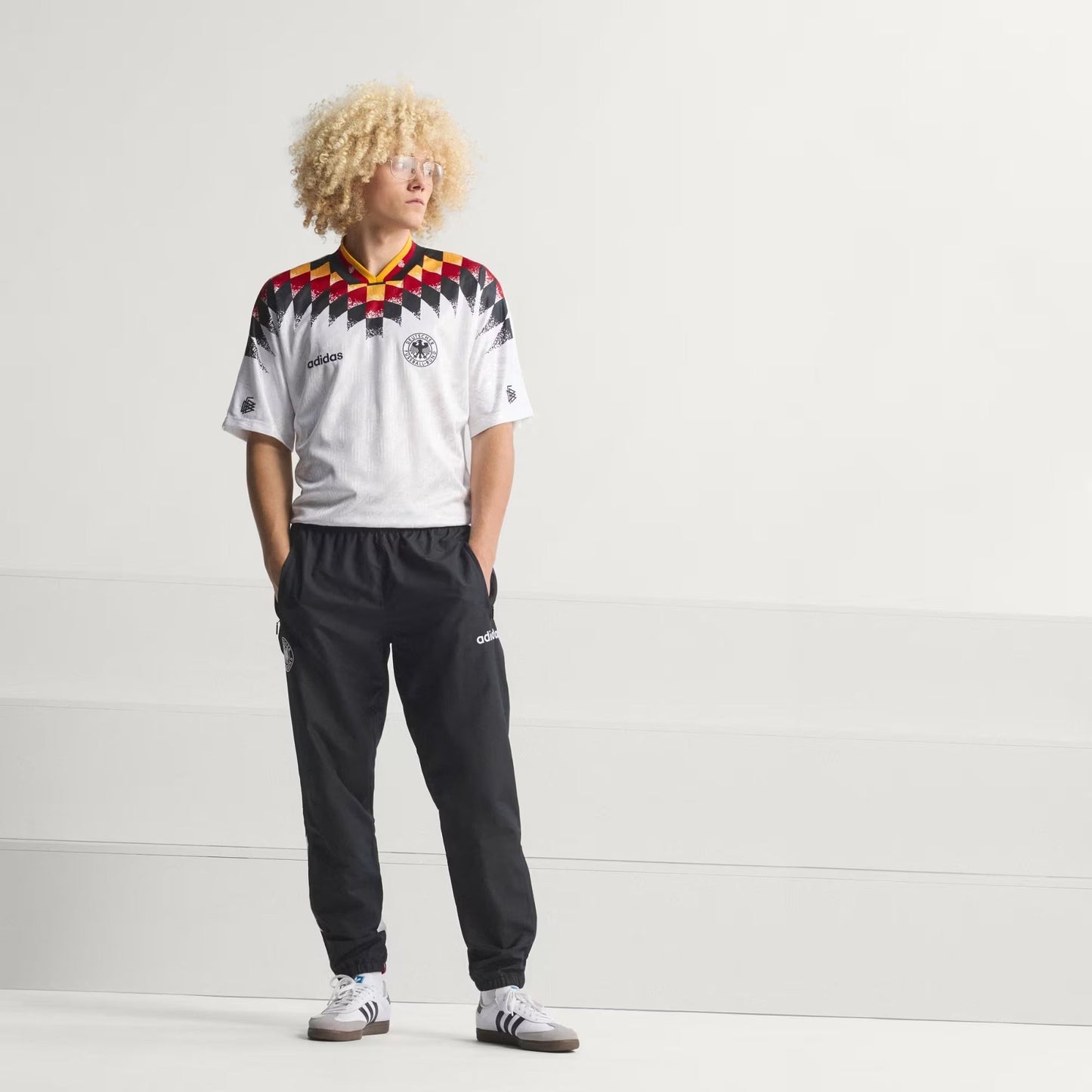 [jw8808] Mens Adidas Dfb Germany Track Pants 1994 - Black