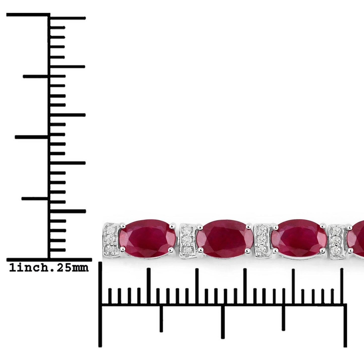 11.44 Ct Oval Pink Ruby & Diamond Prong 14K White Gold Alternating Bar Accent Box Clasp Tennis Bracelet