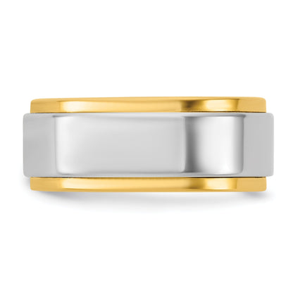 14k Two-Tone 6mm Step Edge Wedding Band Ring for Men and Women