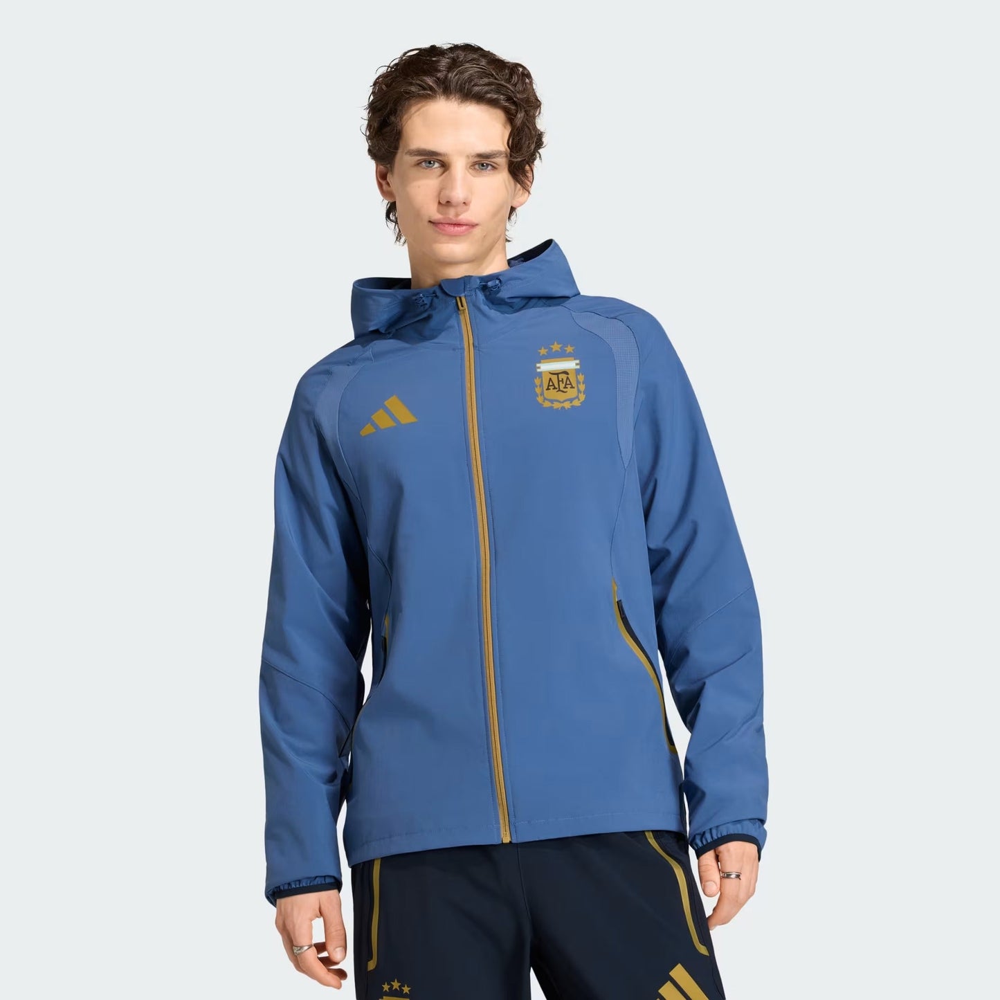 [jz6313] Mens Adidas Afa Argentina Tiro Travel Full Zip Windbreaker - Crew Blue