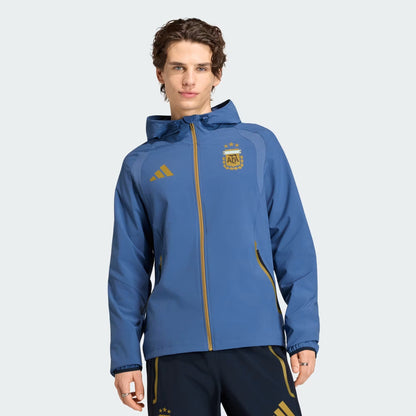 [jz6313] Mens Adidas Afa Argentina Tiro Travel Full Zip Windbreaker - Crew Blue