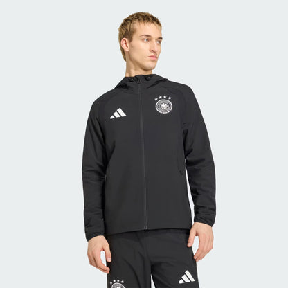 [jz9326] Mens Adidas Dfb Germany Tiro Travel Full Zip Windbreaker - Black