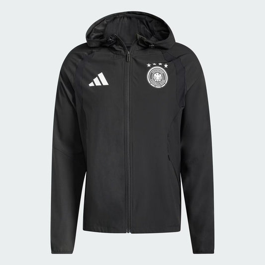 [jz9326] Mens Adidas Dfb Germany Tiro Travel Full Zip Windbreaker - Black