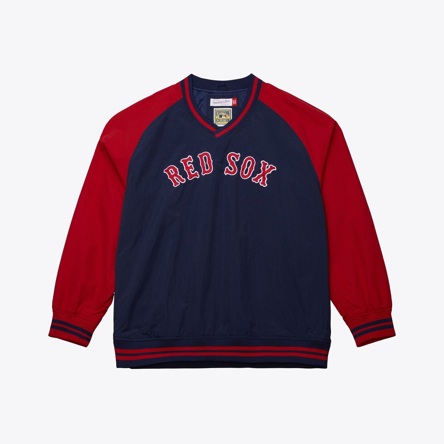 Men's Mitchell & Ness MLB Nylon Pullover Jacket Vintage Logo Red Sox