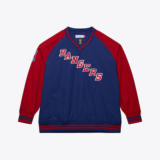 Mitchell & Ness Men's NHL Nylon Pullover Jacket Vintage Logo Rangers