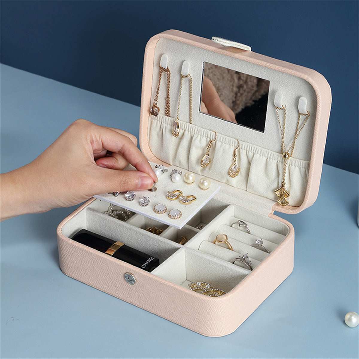 Pink Stacked Jewelry Case