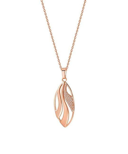 Cubic Zirconia & Rose Goldtone Openwork Leaf Pendant Necklace