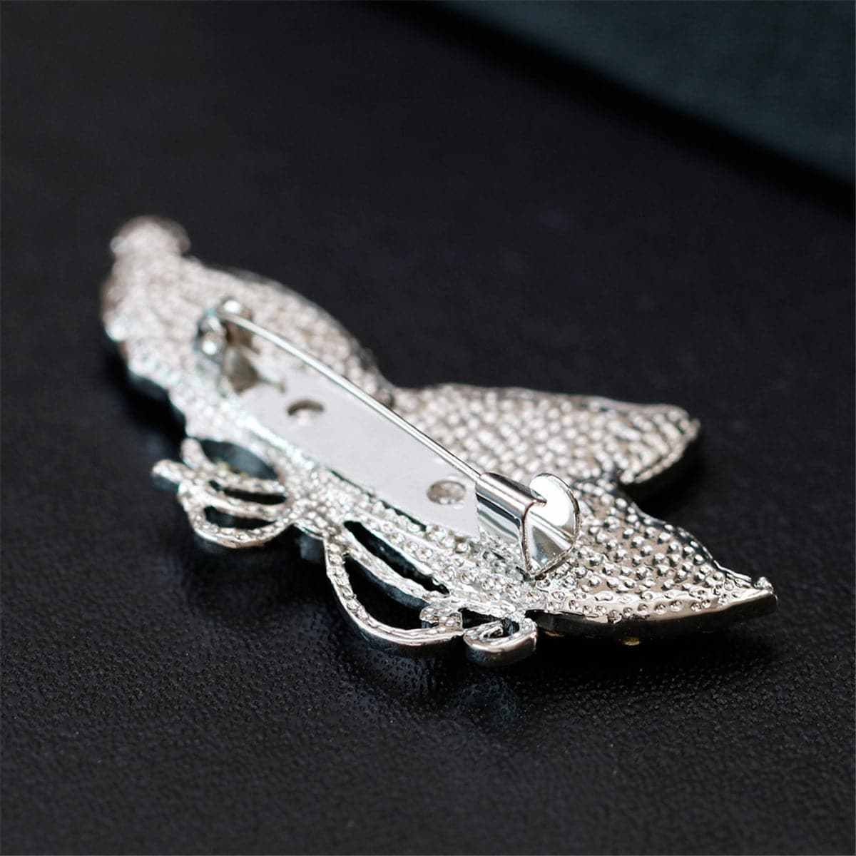 White Cubic Zirconia & Abalone Shell Butterfly Brooch