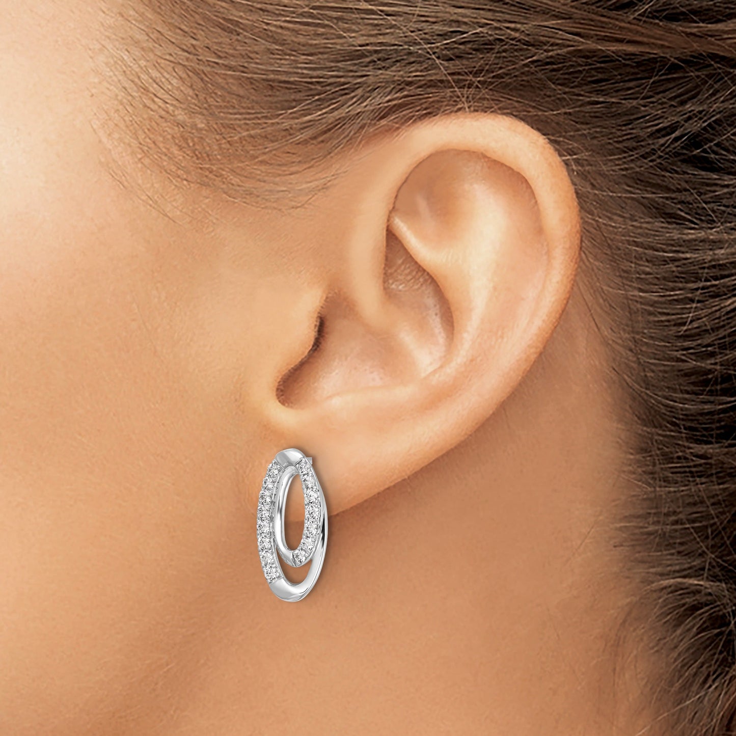14k White Gold Lab Grown Diamond Oval Earrings