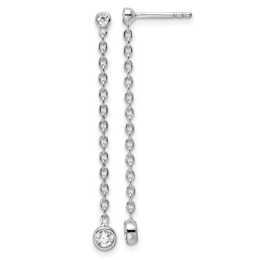 14k White Gold Lab Grown Diamond Dangle Hanging Earrings
