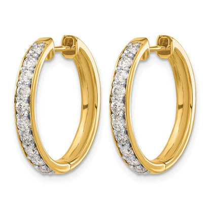 14K Gold Round Lab Grown Diamond Hinged Hoop Earrings