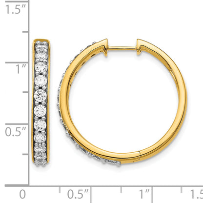14K Yellow Gold Lab Diamond Tennis Hinged Hoop Earrings 1.5 Ct
