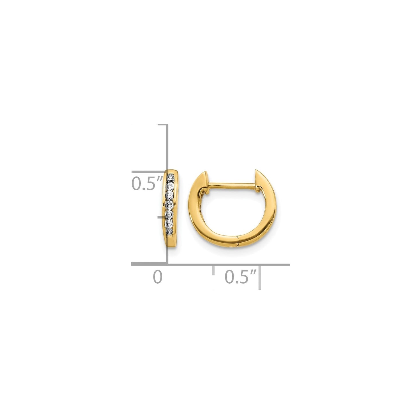 14K Gold Lab Grown Round Diamond Hinged Hoop Earrings 0.14 Ct