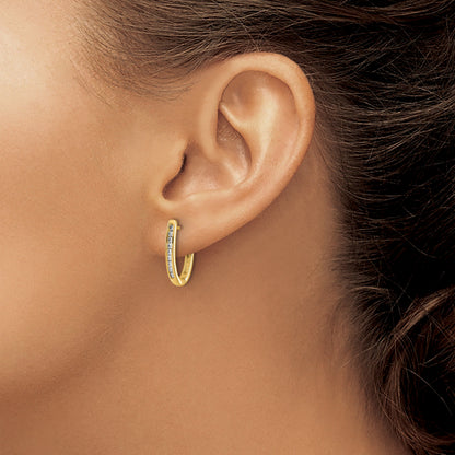 14k Gold Lab Grown Diamond Hinged Hoop Earrings 0.25 Ct