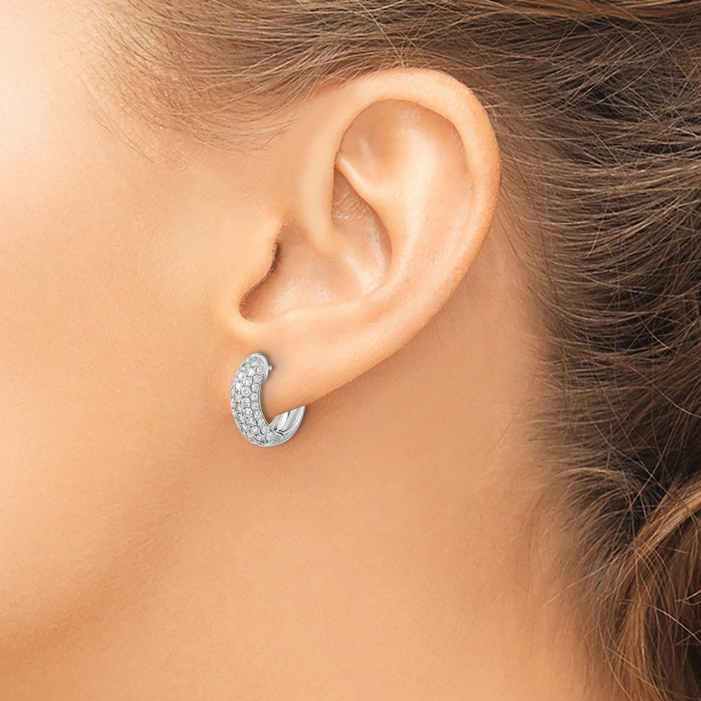 14k Gold Lab Grown Diamond Hinged Hoop Earrings