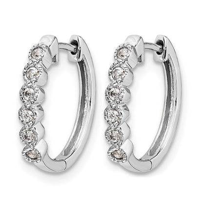 14K White Gold Lab Grown Diamond Hinged Hoop Earrings 0.12 Ct