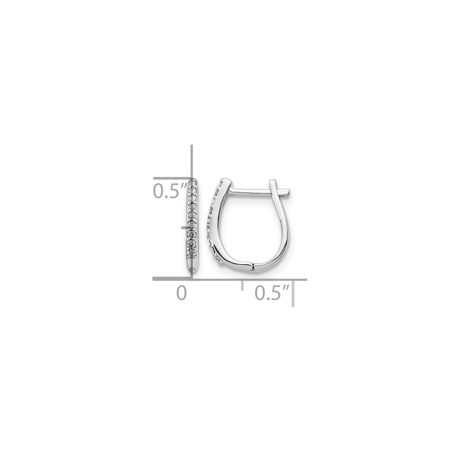 14K White Gold Lab Grown Diamond Hinged Hoop Earrings 0.108 Ct