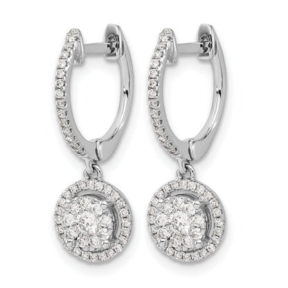 14k White Gold Lab Grown Diamond Halo Hinged Hoop Earring
