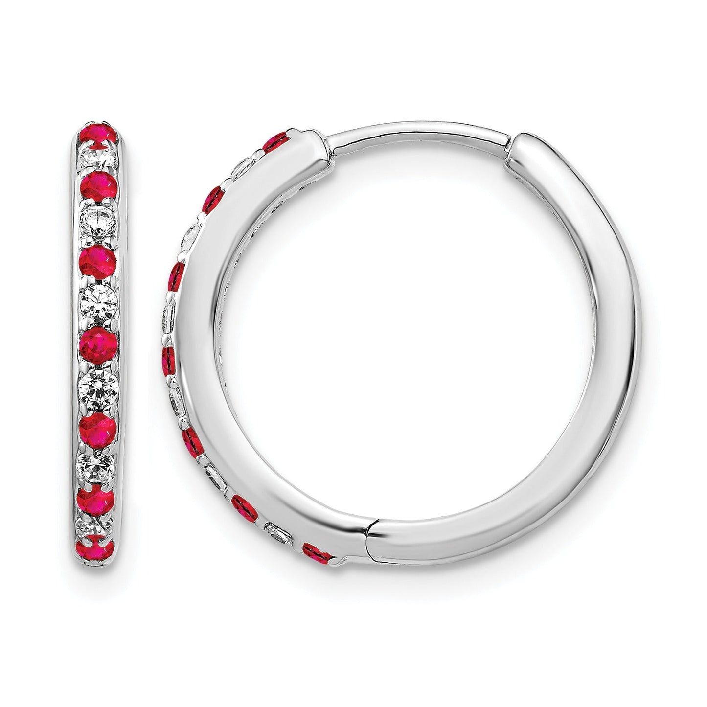 14k White Gold Lab Grown Diamond Hinged Hoop Earrings