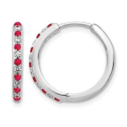 14k White Gold Lab Grown Diamond Hinged Hoop Earrings