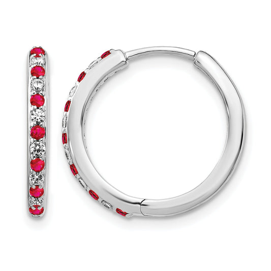 14k White Gold Lab Grown Diamond Hinged Hoop Earrings