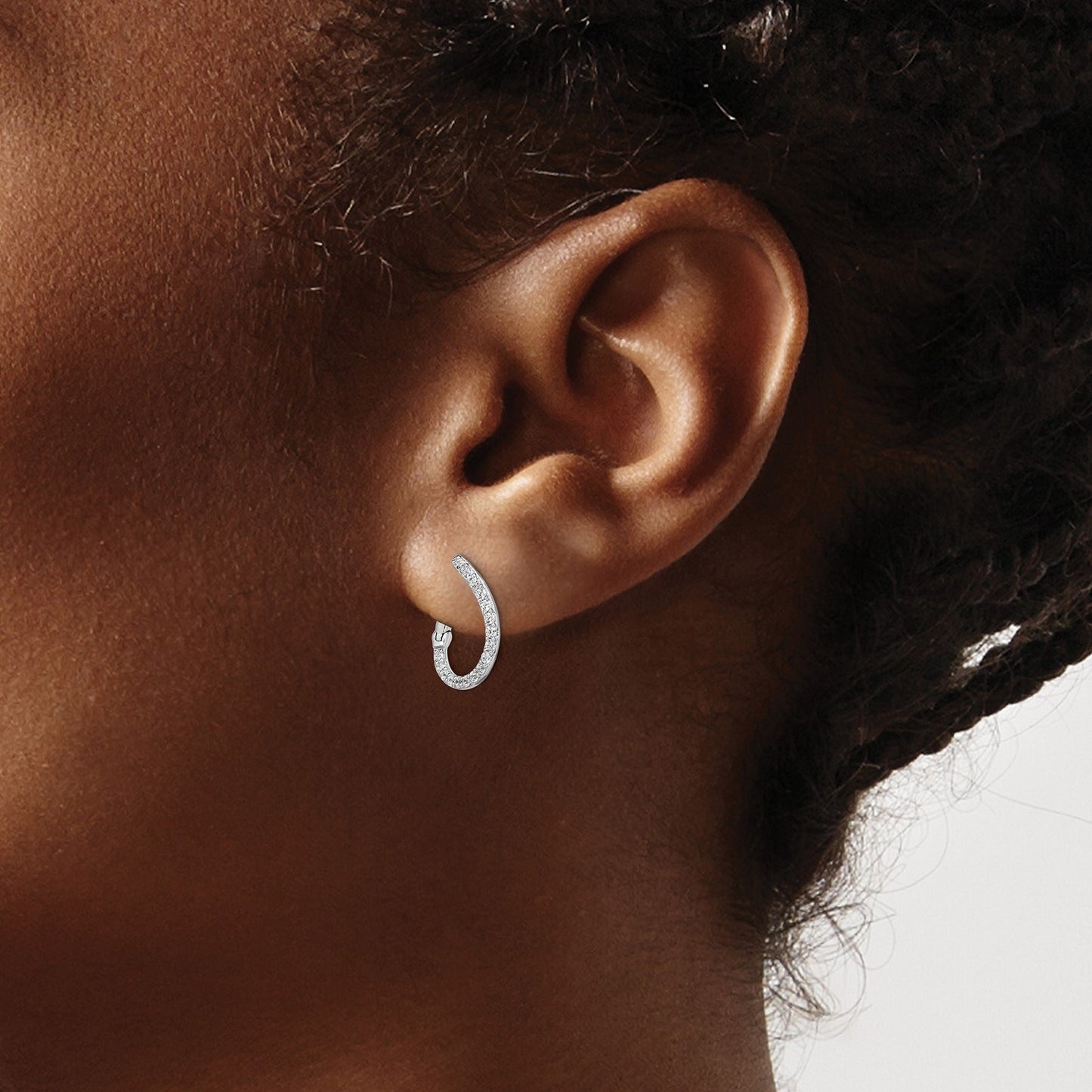 14k White Gold Lab Diamond Hinged Hoop Earrings