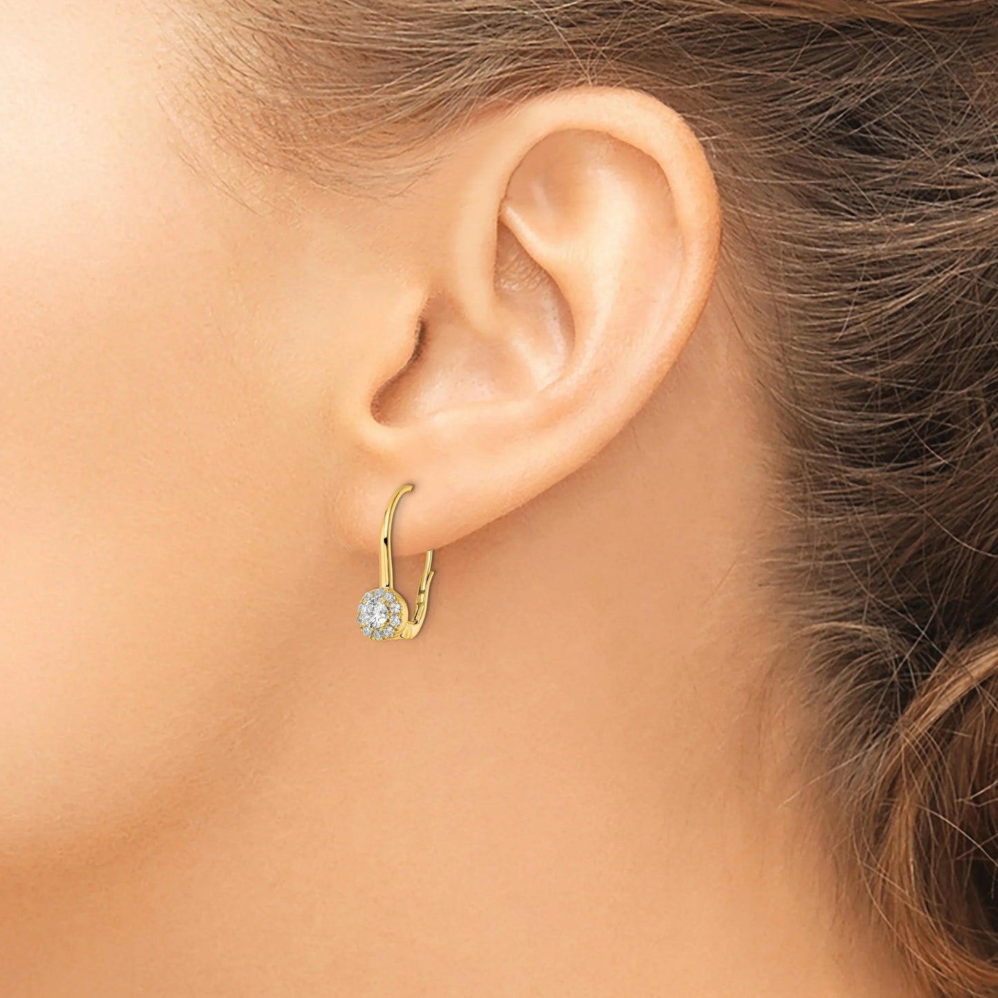 14k Gold Lab Grown Diamond Drop Leverback Earrings