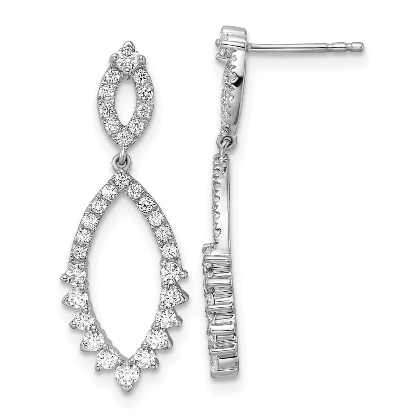 14k White Gold Lab Diamond Fashion Dangle Post Earrings