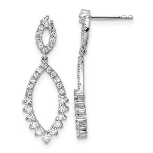 14k White Gold Lab Diamond Fashion Dangle Post Earrings