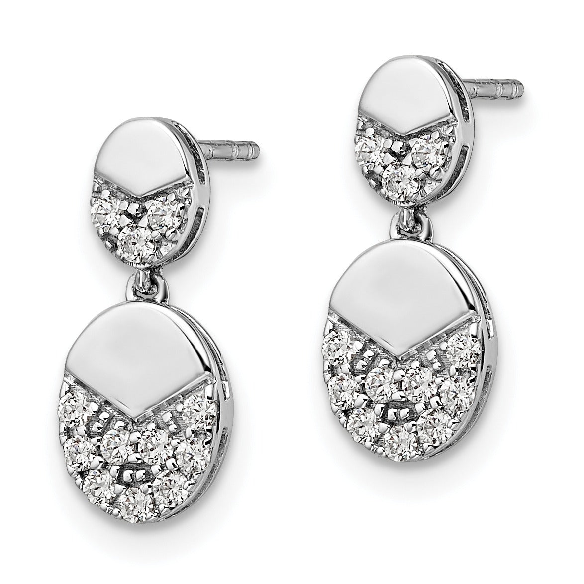 14k White Gold Lab Grown Diamond Dangle Earrings