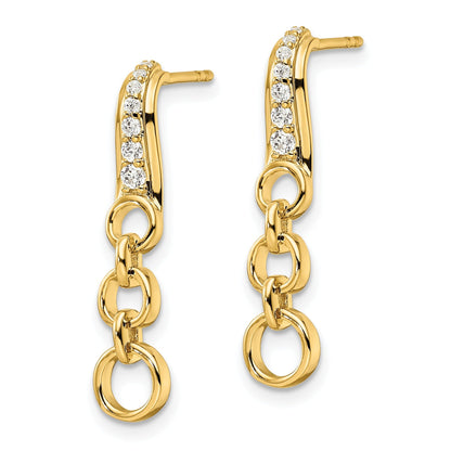 14k 1/8 carat Lab Grown Diamond Post Dangle Earrings