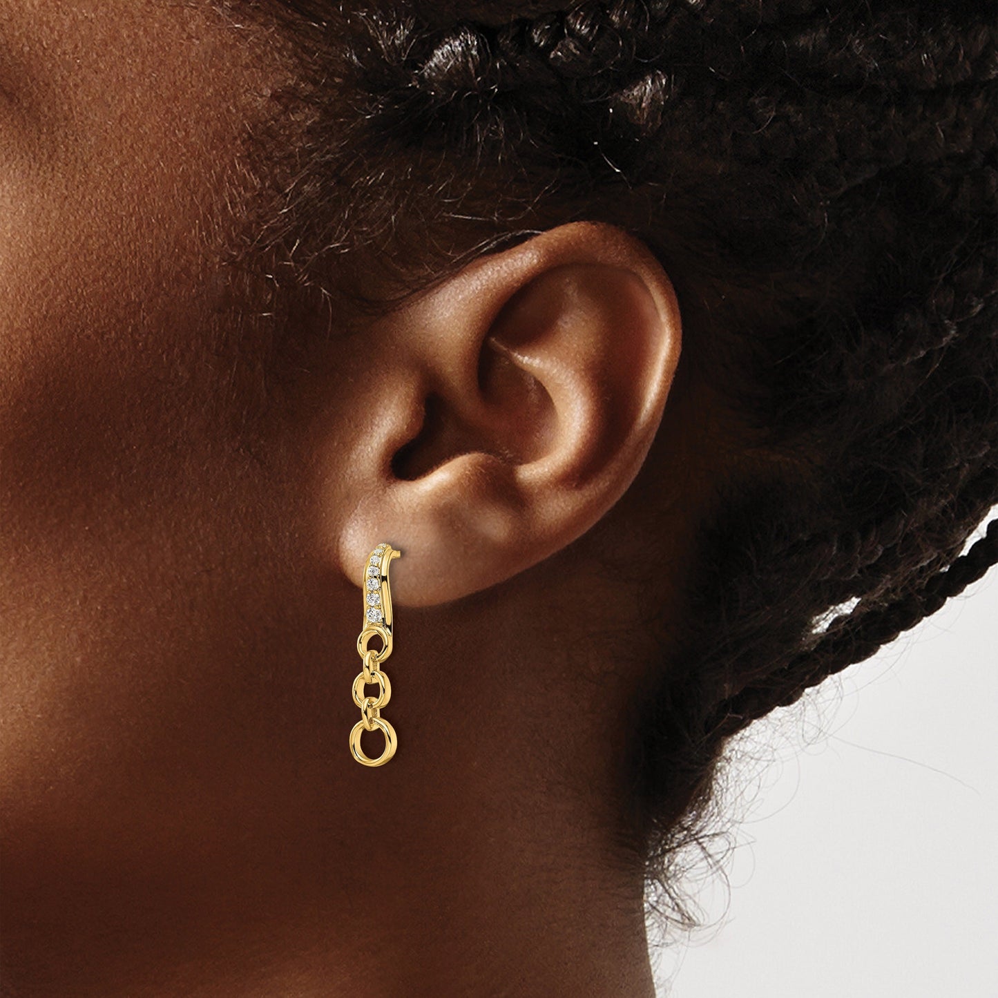 14k 1/8 carat Lab Grown Diamond Post Dangle Earrings