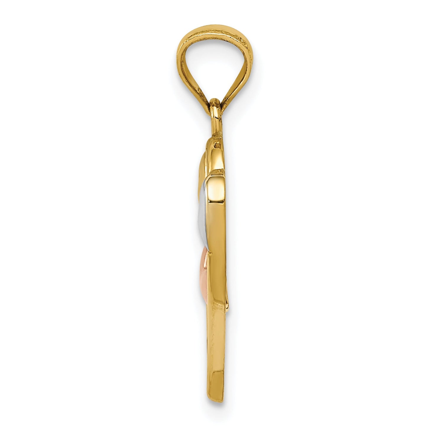 14K Two Tone Heart in Heart Pendant