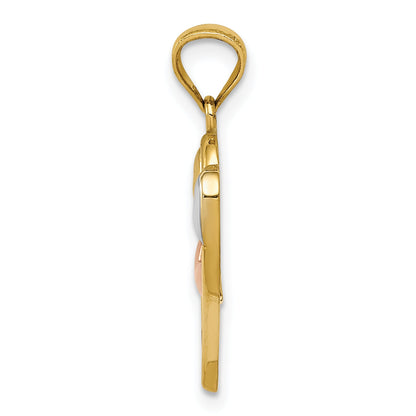 14K Two Tone Heart in Heart Pendant