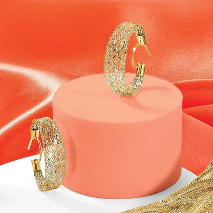 14K Gold Mesh Hoop Earrings