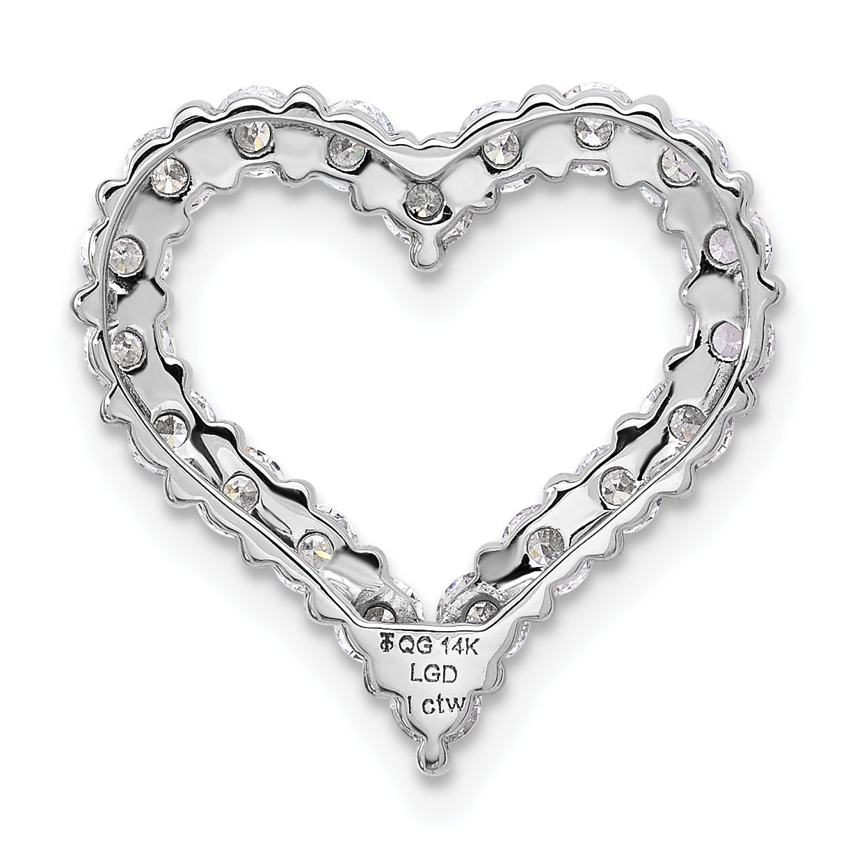 14k Gold Lab Grown Diamond Heart Chain Slide Pendant