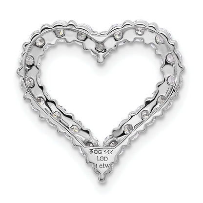 14k Gold Lab Grown Diamond Heart Chain Slide Pendant