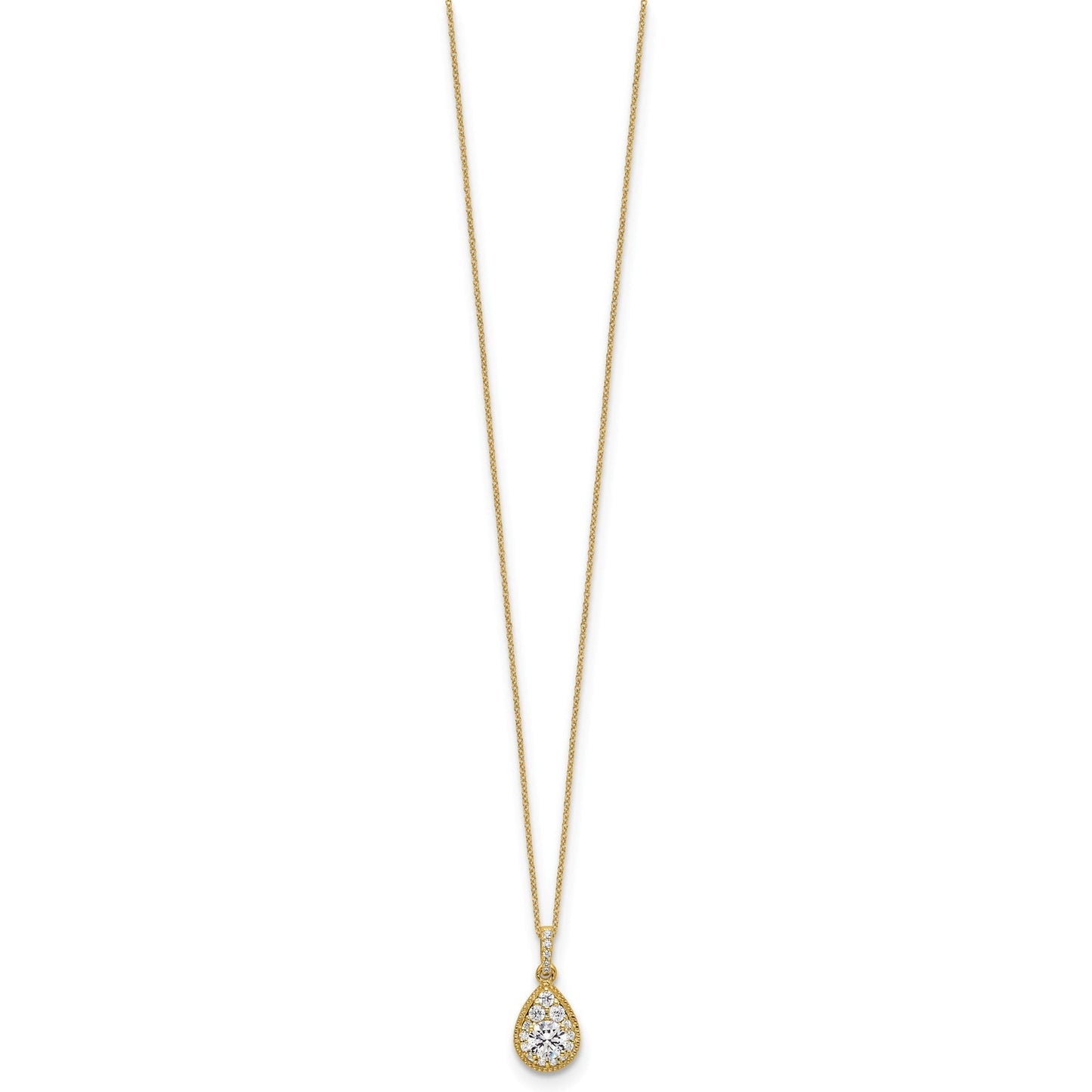 Lab Grown Diamond Teardrop Pendant Necklace Gold 1/2 ctw