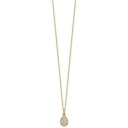 Lab Grown Diamond Teardrop Pendant Necklace Gold 1/2 ctw