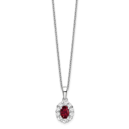 1.65 Ct Oval Red Lab Created Ruby and Diamond Prong 14k White Gold Halo Pendant Necklace
