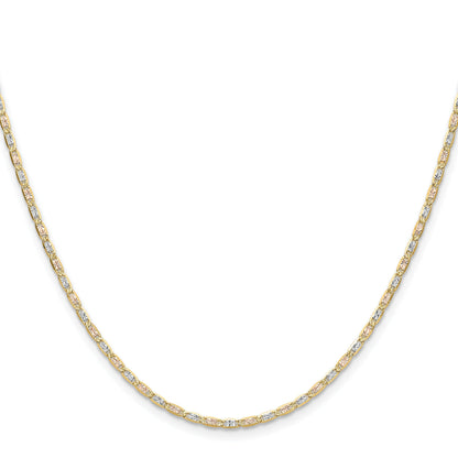 2mm 14k Gold Tri-Color Pavé Valentino Chain 18 inch