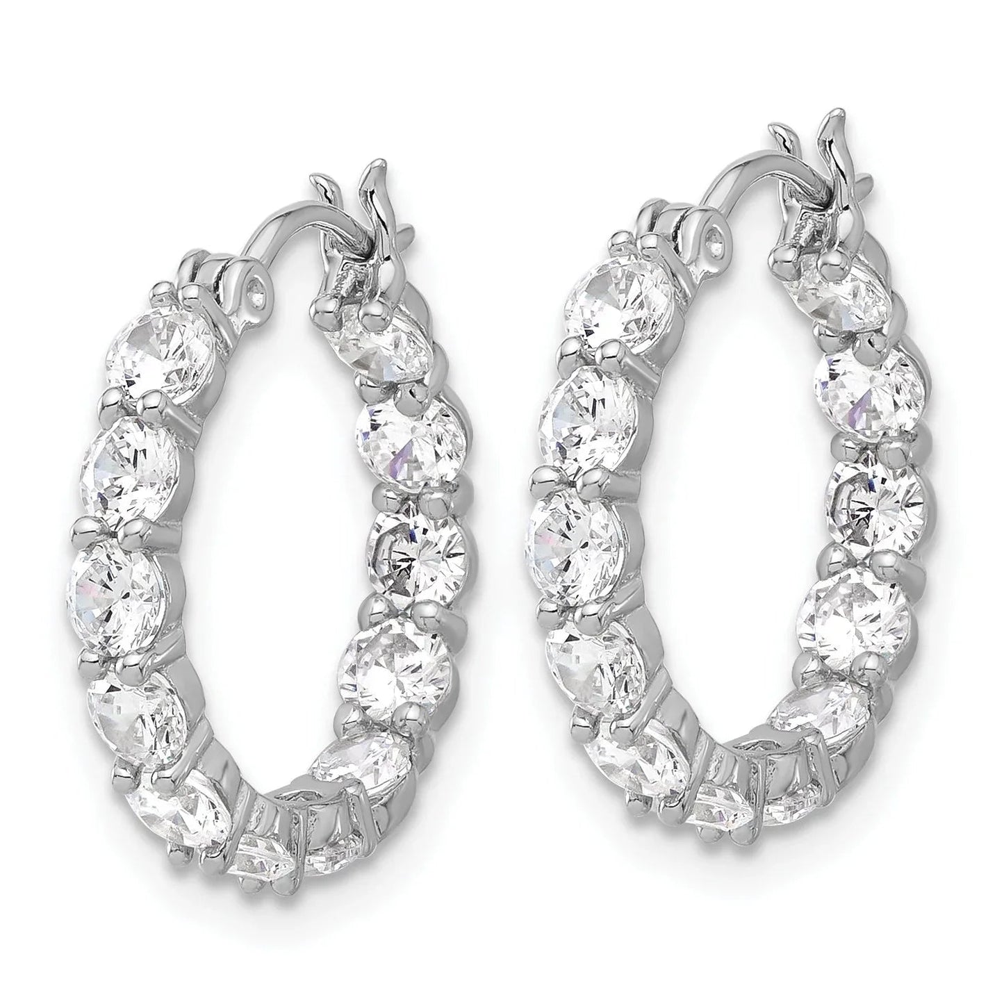 In and Out CZ Hoop Earrings Silver