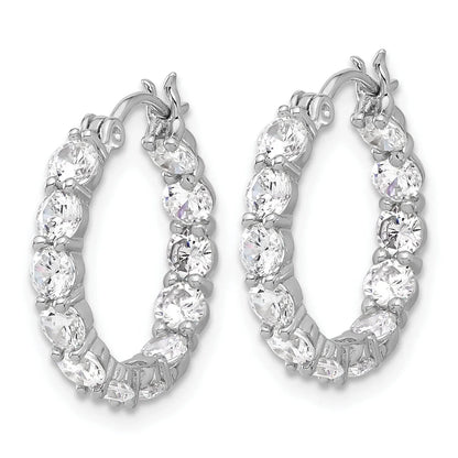 In and Out CZ Hoop Earrings Silver