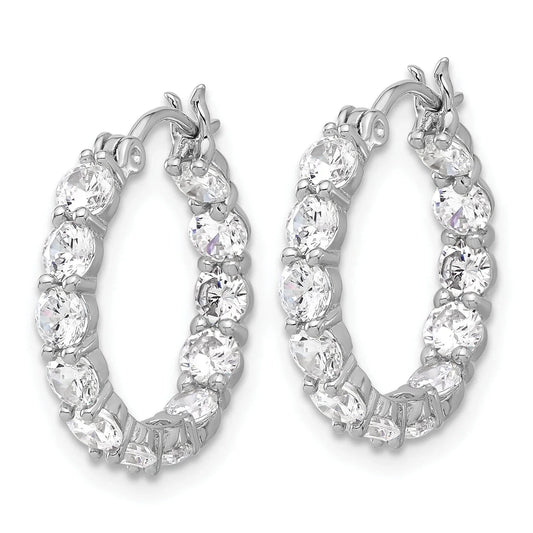 In and Out CZ Hoop Earrings Silver
