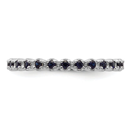 0.47 Ct Round Created Blue Sapphire Prong Silver Stackable Eternity Ring