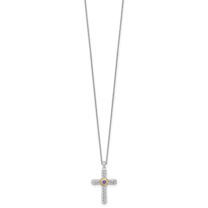 Sterling Silver Natural Amethyst Cross Extension Necklace